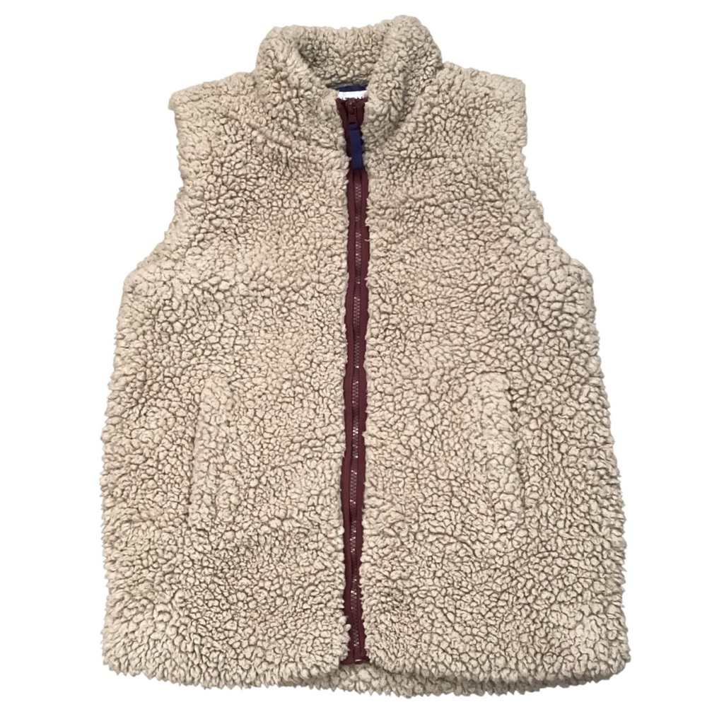 Arizona Jean Co Beige Grey Sherpa Vest Full‎ Zip Pockets Medium